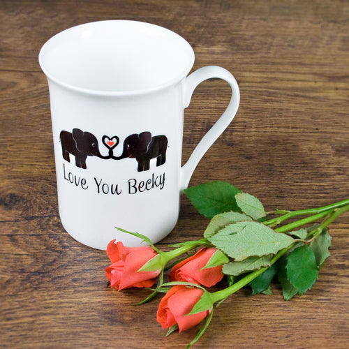 Elephants In Love Bone China Mug 