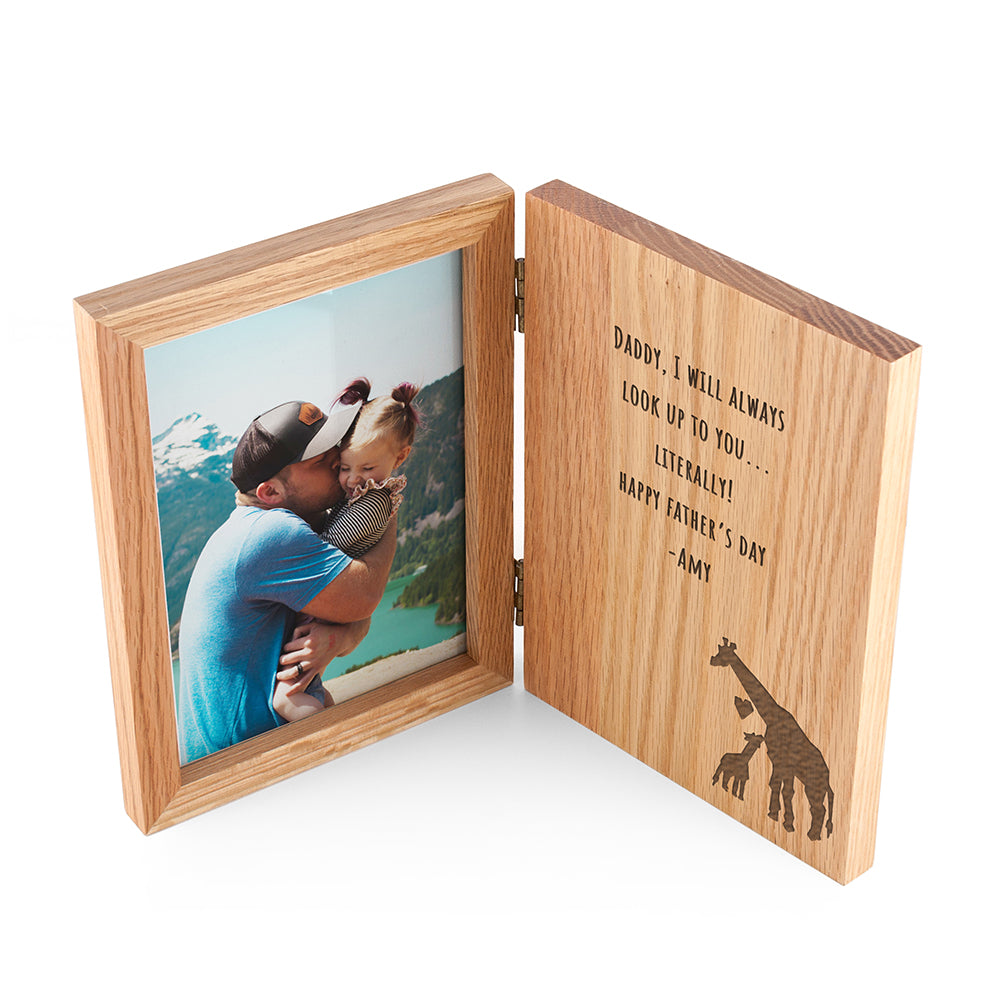 Engraved Father's Day Giraffe Book Photo Frame 