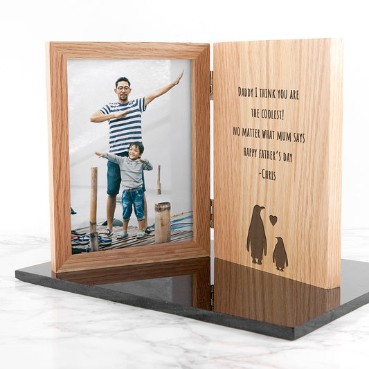 Engraved Father's Day Penguin Book Photo Frame 