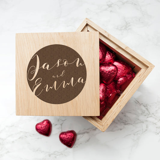 Personalised Typography Oak Photo Cube
