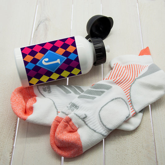 Girls Vibrant Mosaic Tiled Personalised Water Bottle