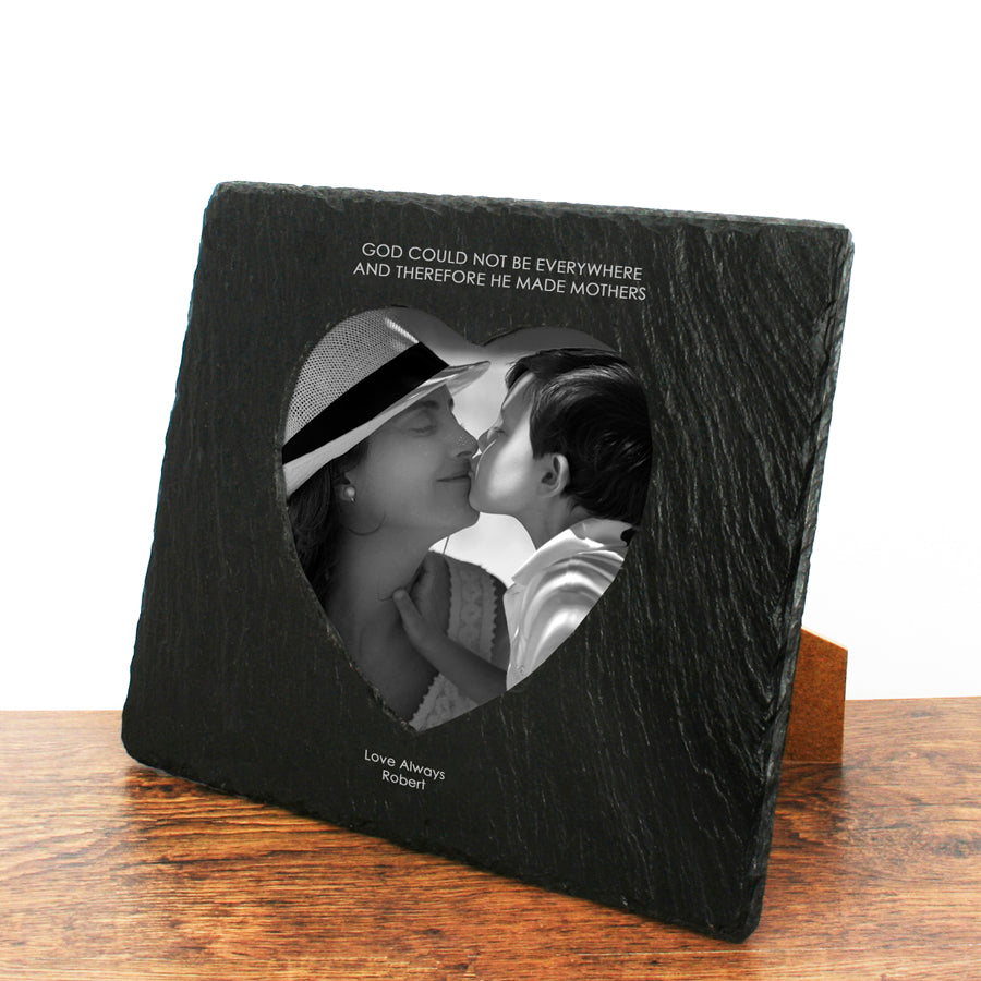 God Made Mothers Heart Slate Photoframe
