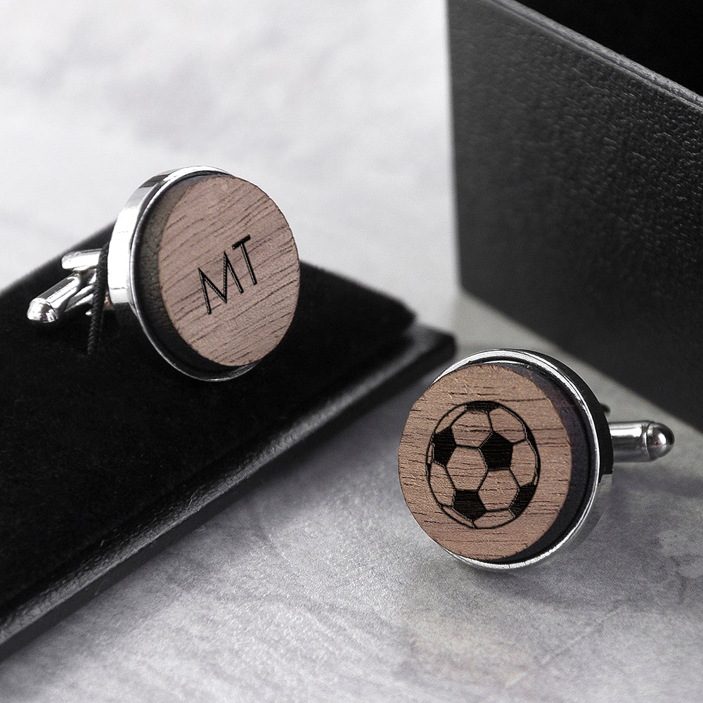 Iconic Hobbies Engraved Round Walnut Cufflinks