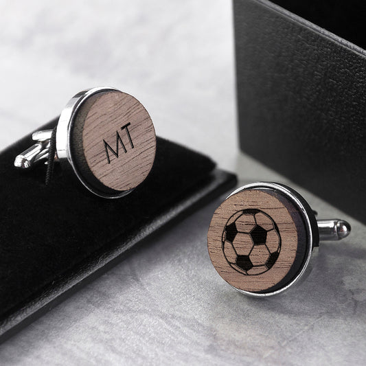 Iconic Hobbies Engraved Round Walnut Cufflinks