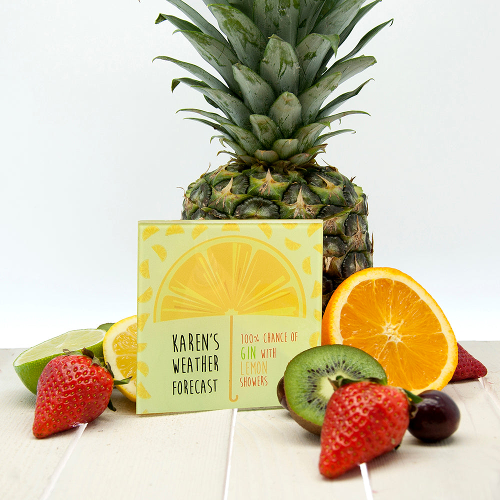 It's Raining Cocktails! Square Glass Coaster