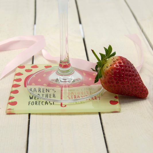 It's Raining Cocktails! Square Glass Coaster