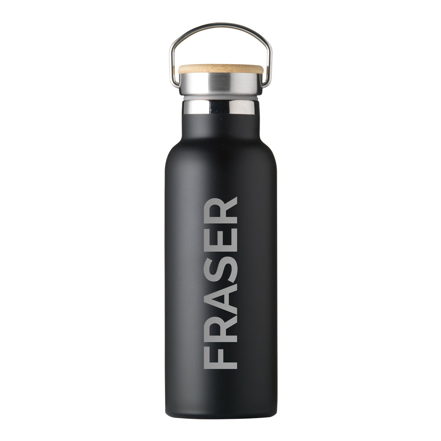 Personalised Insulated Bottle 17oz Bamboo Lid - Side Personalisation