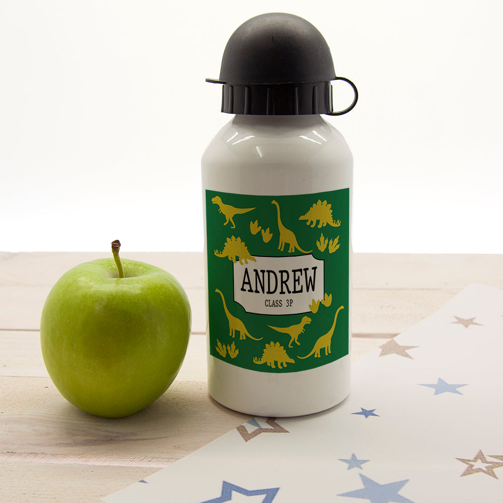 Jurassic Fun Silhouette Personalised Water Bottle