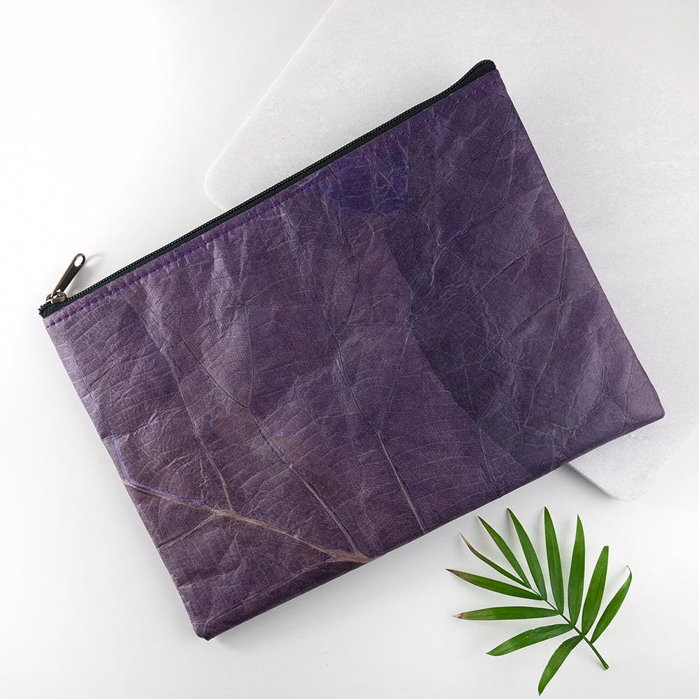 Leaf Leather Clutch Bag - Large 