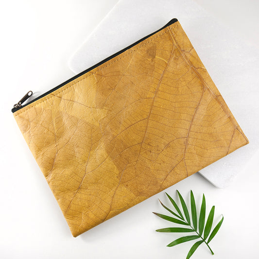 Leaf Leather Clutch Bag - Large 