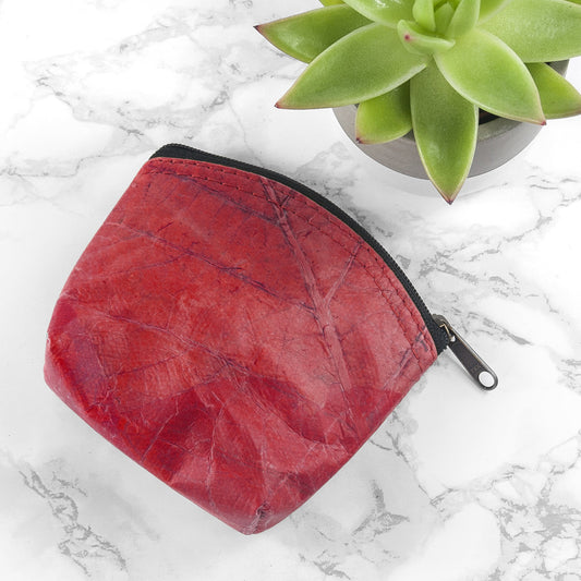 Leaf Leather Curved Edge Coin Bag