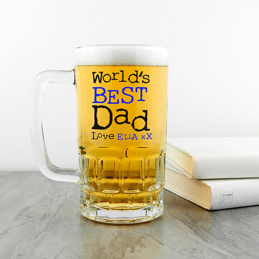 Personalised World's Best Dad Beer Glass Tankard