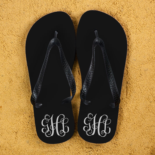 Monogrammed Flip Flops in Black and White