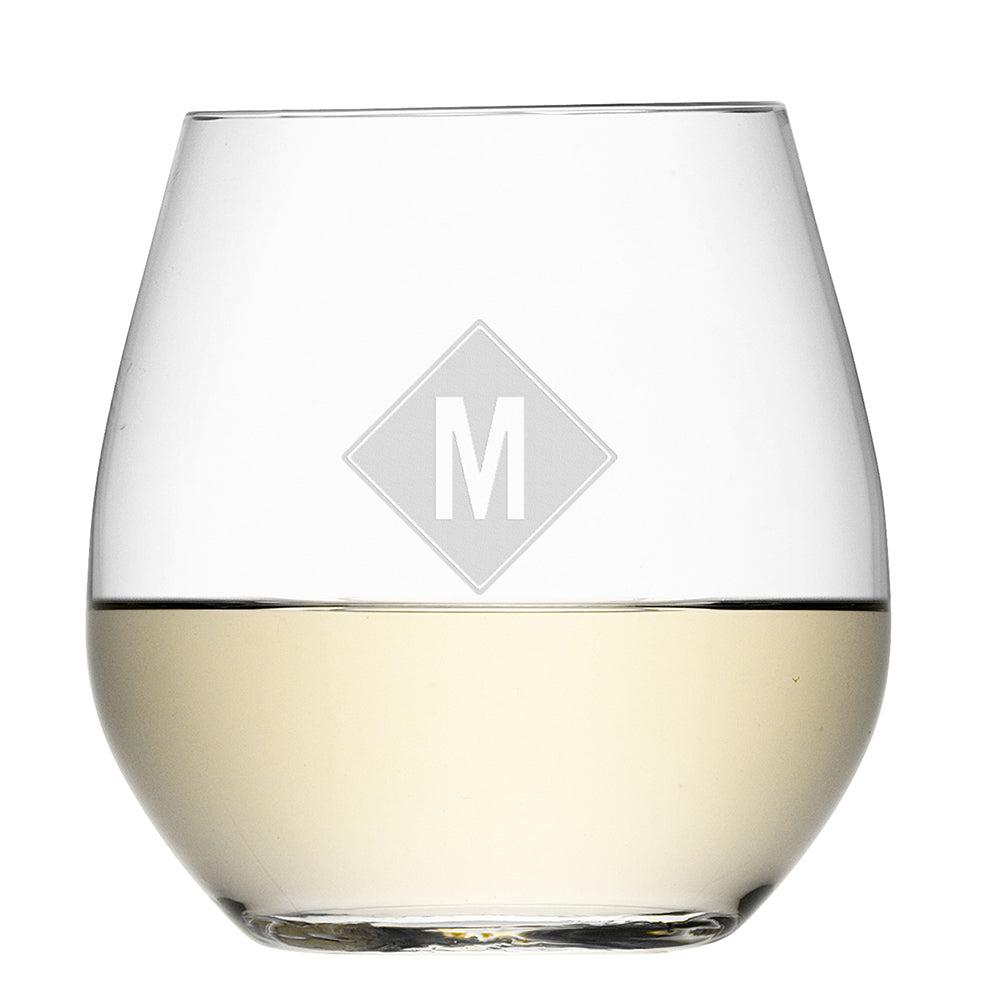 Monogrammed Stemless White Wine Glass