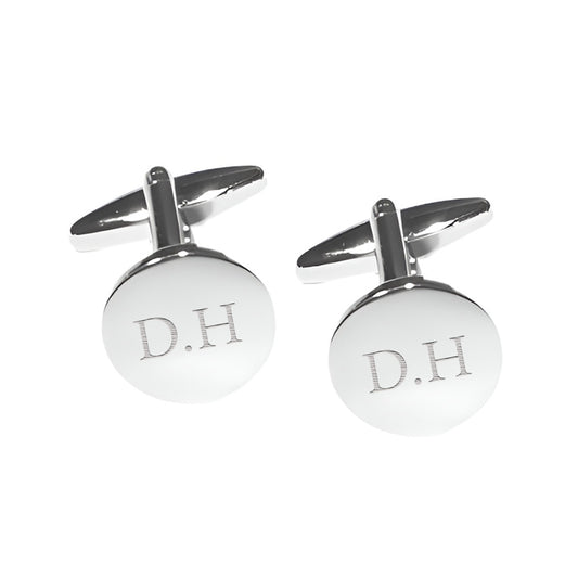 Personalised Round Silver Plated Cufflinks