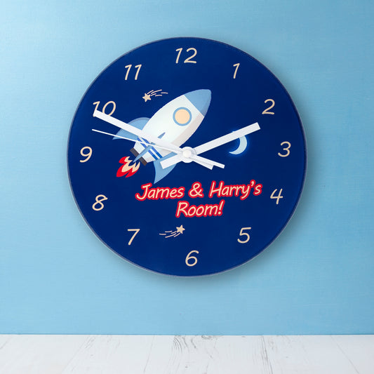 Rocket To The Moon Personalised Wall Clock 
