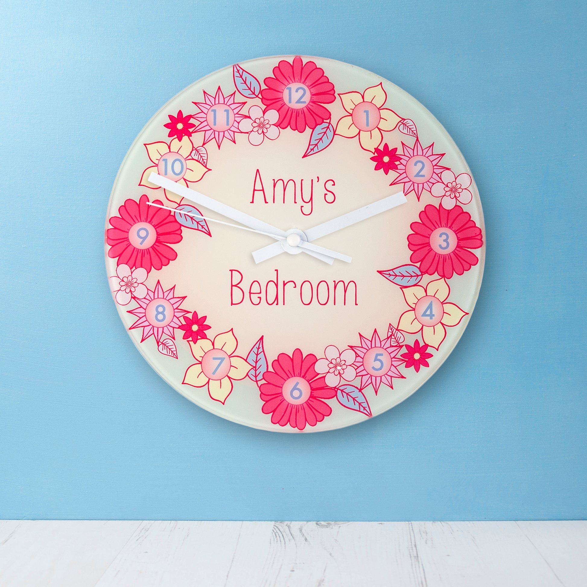 Flower Garland, Personalised Little Girl's Wall Clock