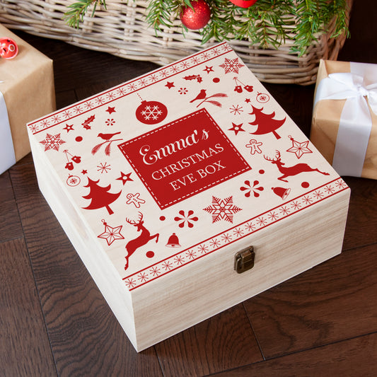 Personalised Festive Scandi Print Christmas Eve Box