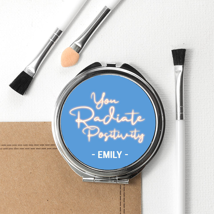 Radiate Positivity Round Compact Mirror