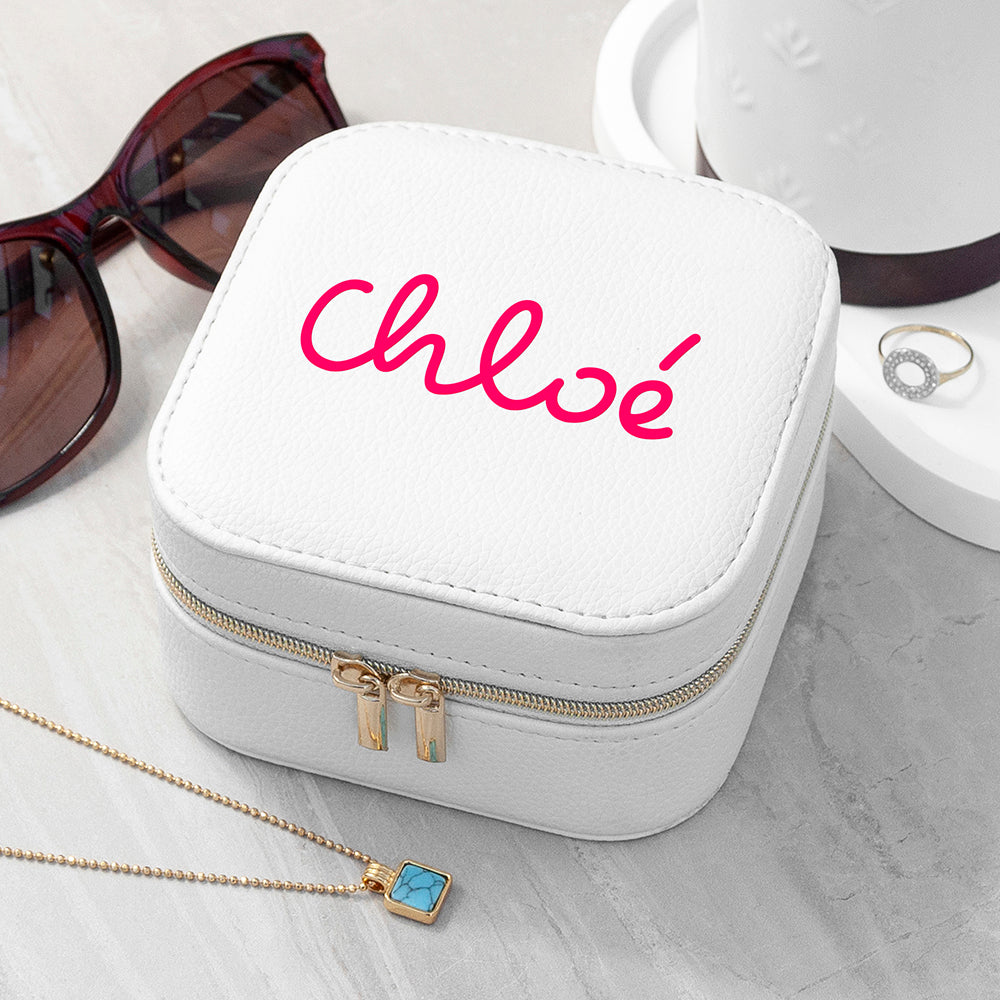 Personalised Summer Style White Jewellery Case - Pink