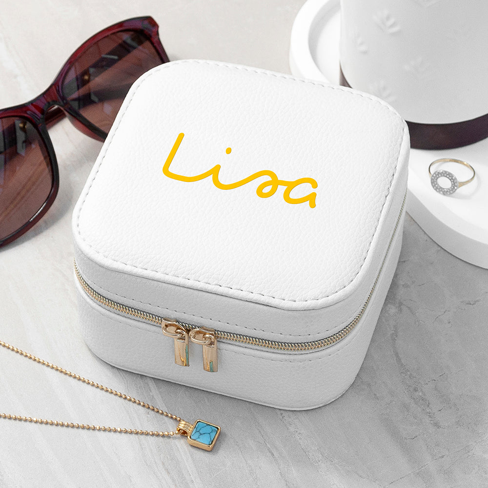 Personalised Summer Style White Jewellery Case - Yellow