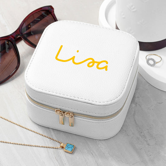 Personalised Summer Style White Jewellery Case - Yellow