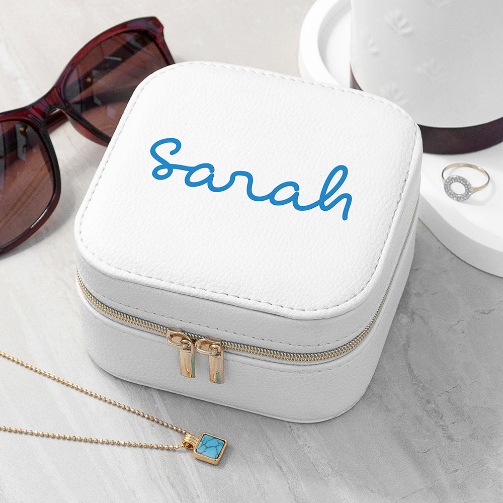 Personalised Summer Style White Jewellery Case - Blue