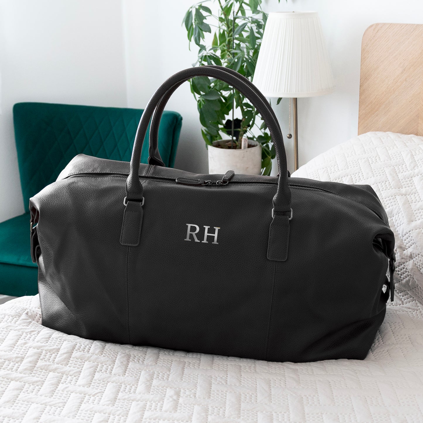 Monogrammed Vegan Leather Weekender Holdall