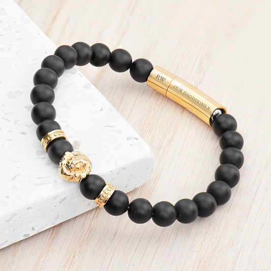 Personalised Mens Golden Lion Bracelet