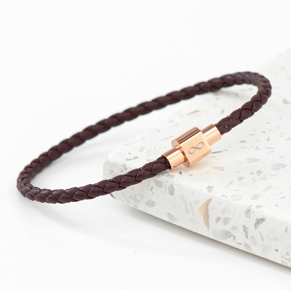 Personalised Men's Infinity Woven Leather Bracelet