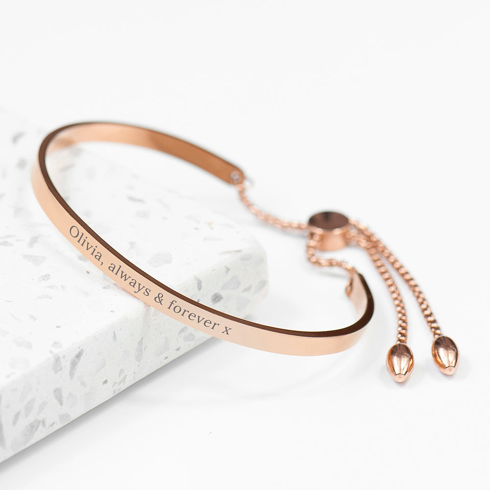 Personalised Rose Gold Affirmation Bangle Bracelet