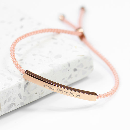 Personalised Rose Gold Identity Rope Bracelet