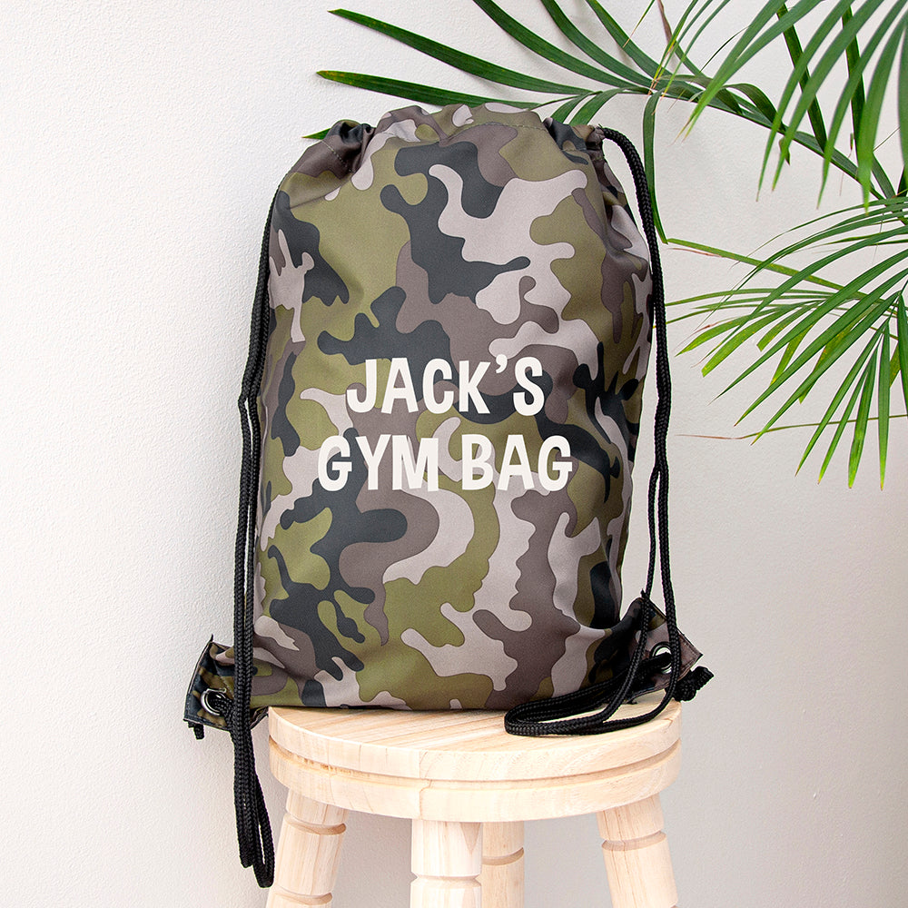 Personalised Kids Camo Drawstring Bag