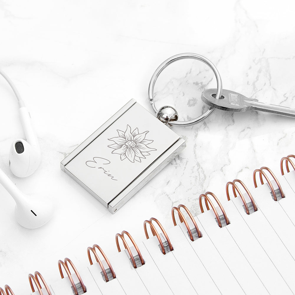 Personalised Birth Flower Frame Keyring