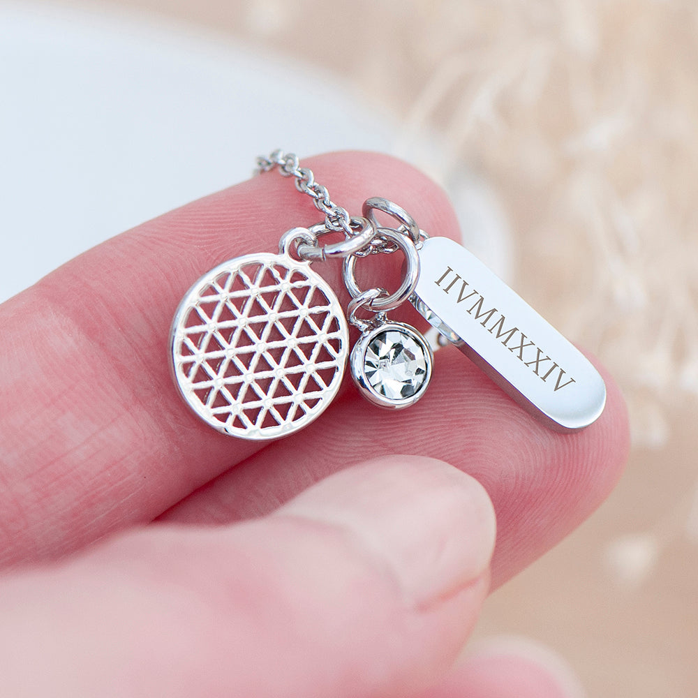 Personalised Silver Mandala Charms Necklace