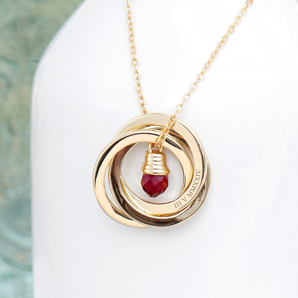 Personalised Russian Ring Crystal Necklace