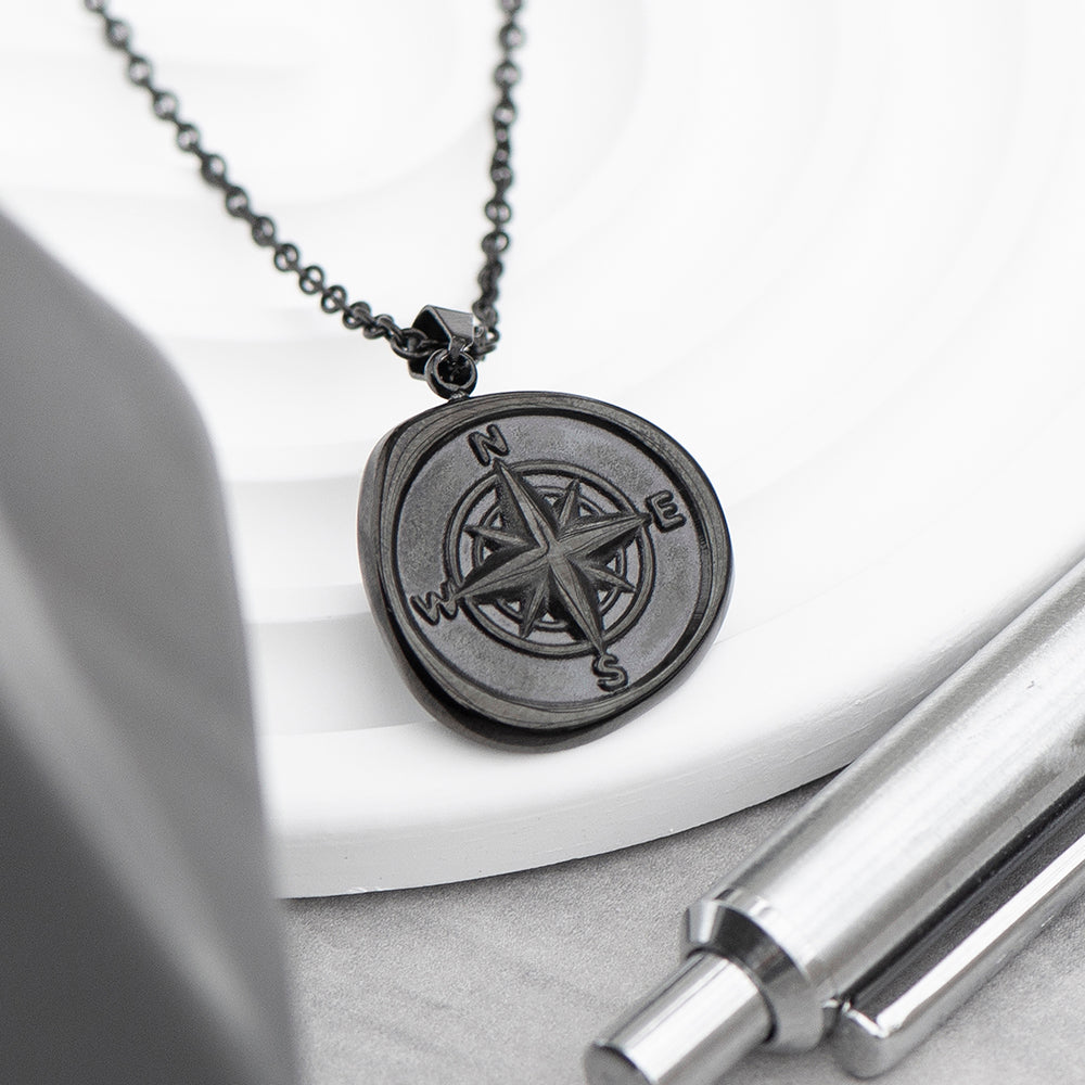 Personalised Men's Compass Amulet Necklace