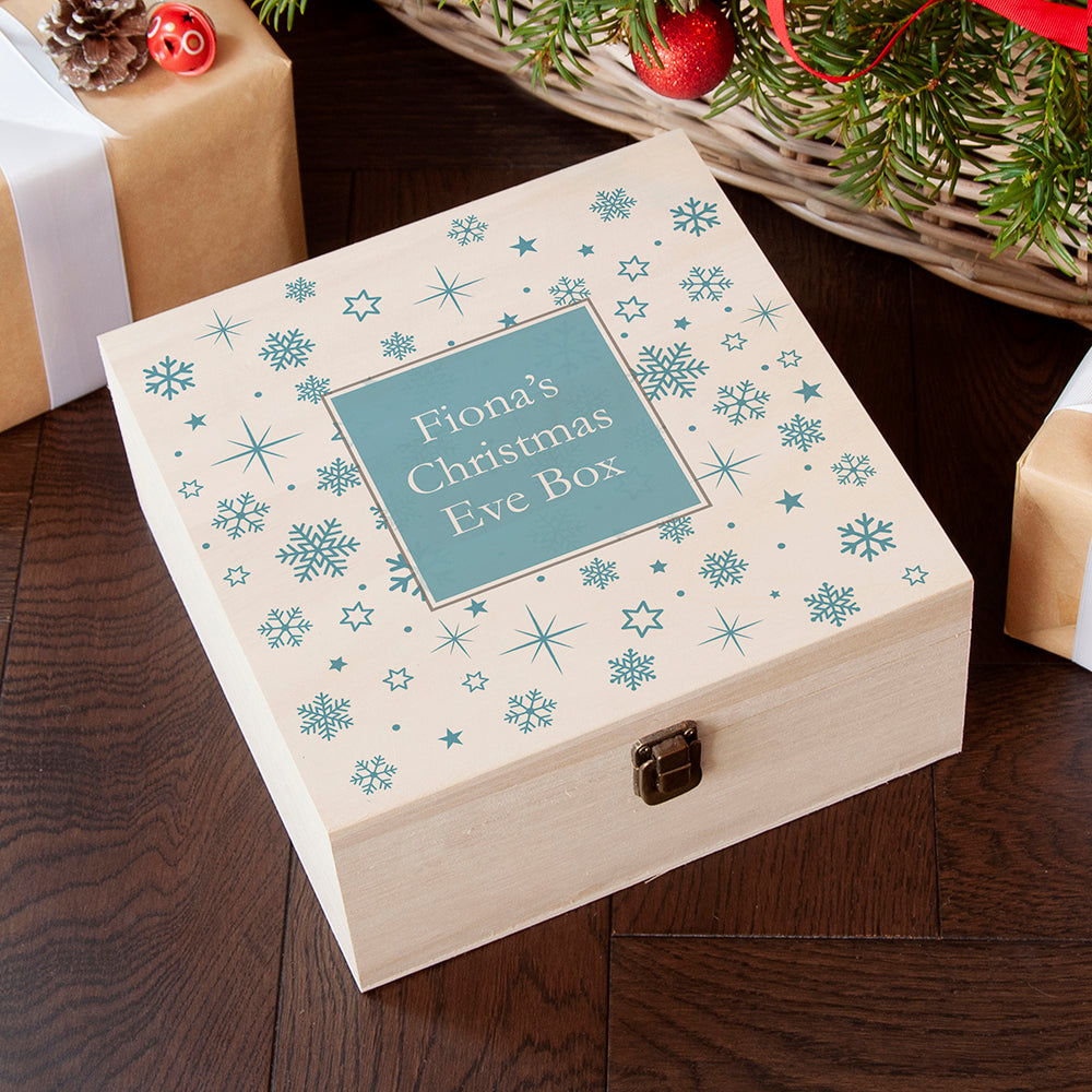 Personalised Ice Blue Snowflake Christmas Eve Box - Medium