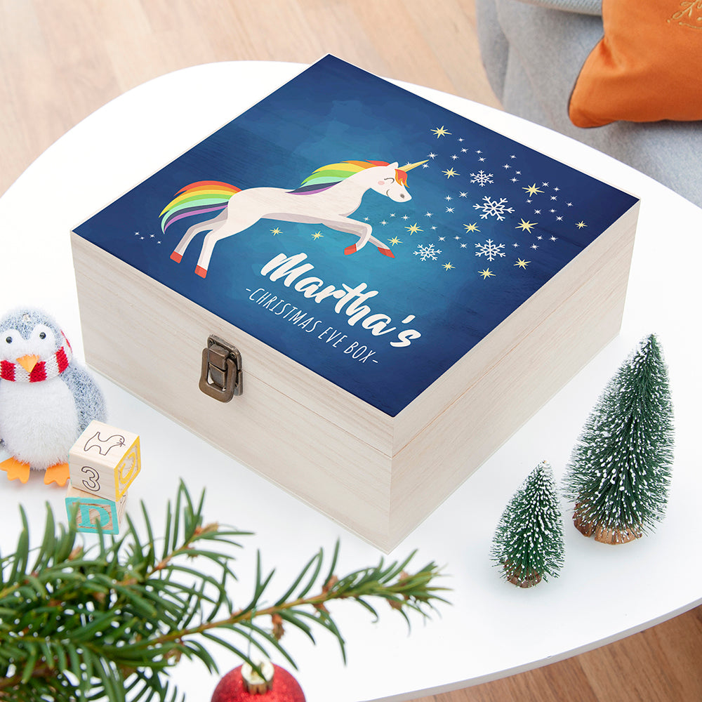 Personalised Rainbow Unicorn Christmas Eve Box - Medium