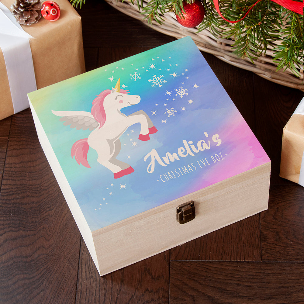 Personalised Colourful Baby Unicorn Christmas Eve Box - Medium