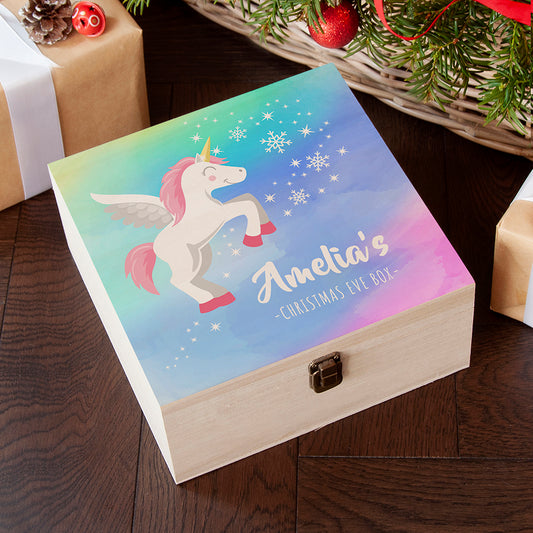 Personalised Colourful Baby Unicorn Christmas Eve Box - Medium