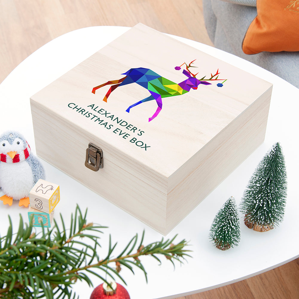 Personalised Geometric Reindeer Christmas Eve Box - Medium