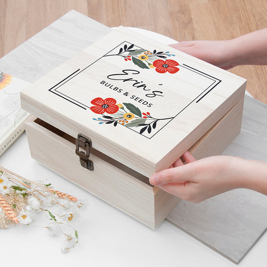 Personalised Floral Frame Accessories Box - Medium