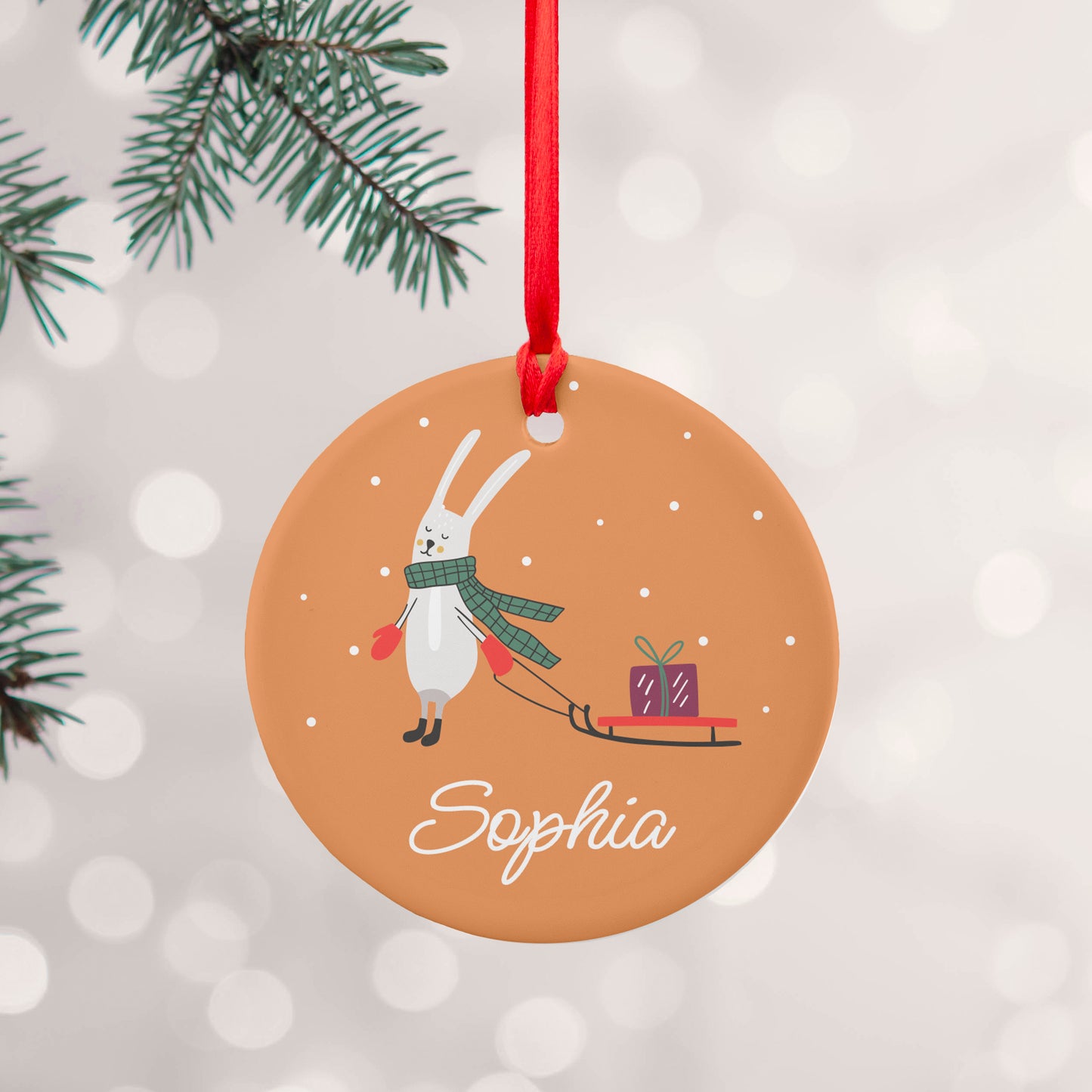 Personalised Sleigh Rabbit Christmas Decoration