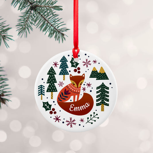 Personalised Scandi Fox Christmas Decoration