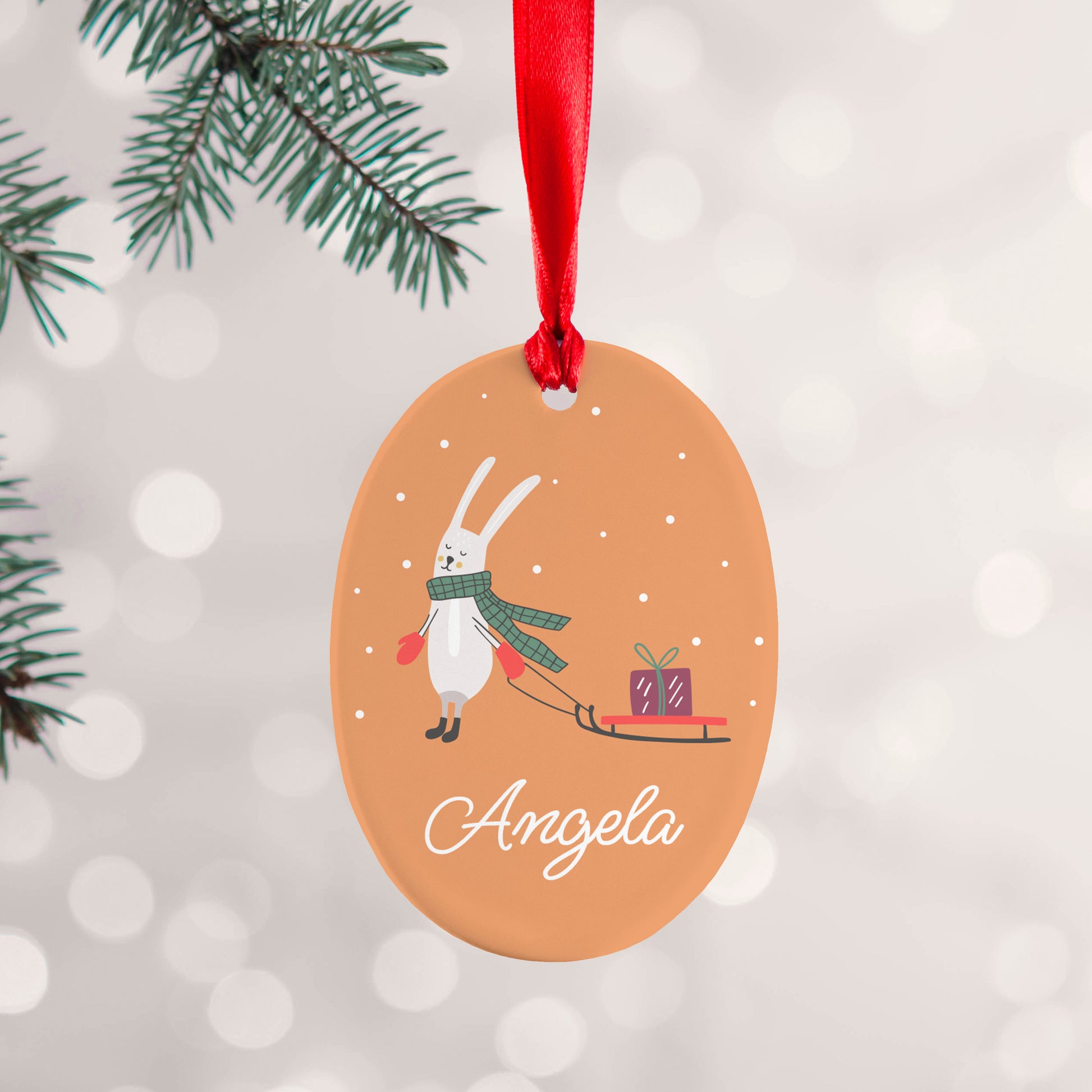 Personalised Sleigh Rabbit Christmas Decoration