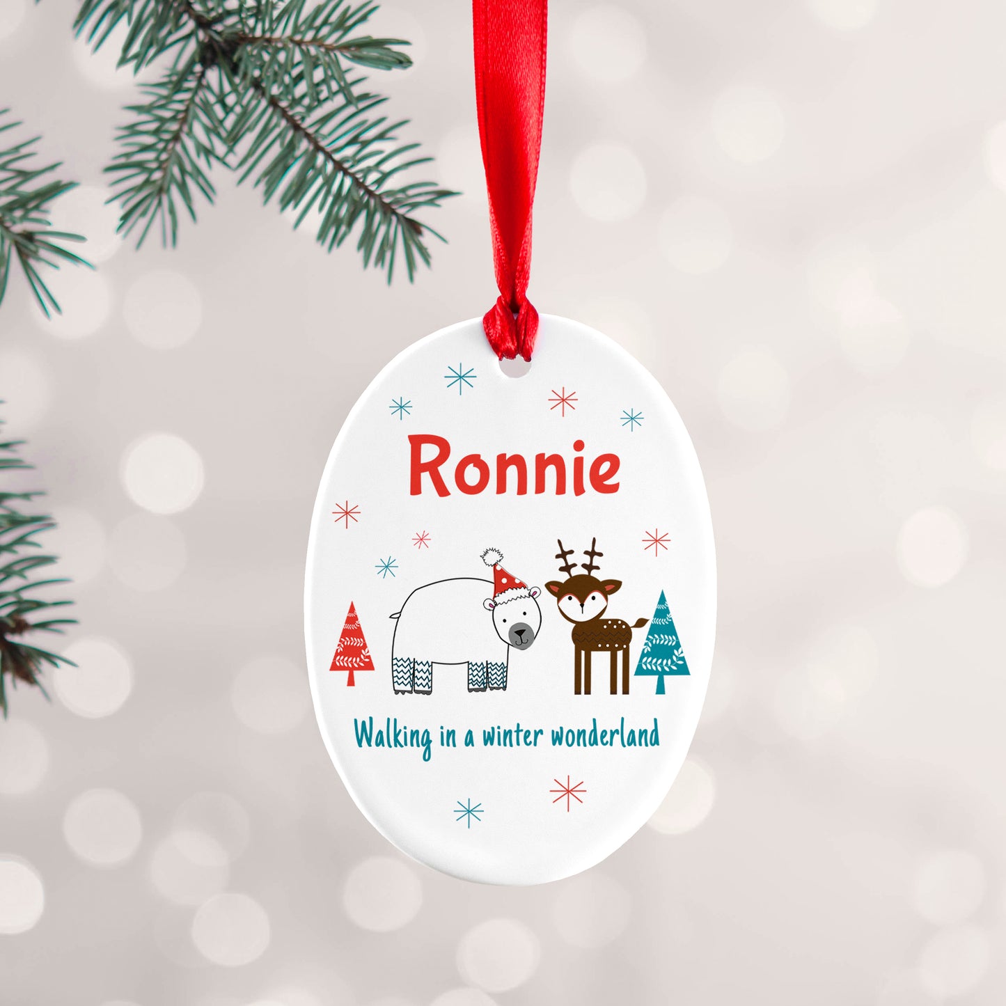 Personalised Winter Scene Ceramic Decoration