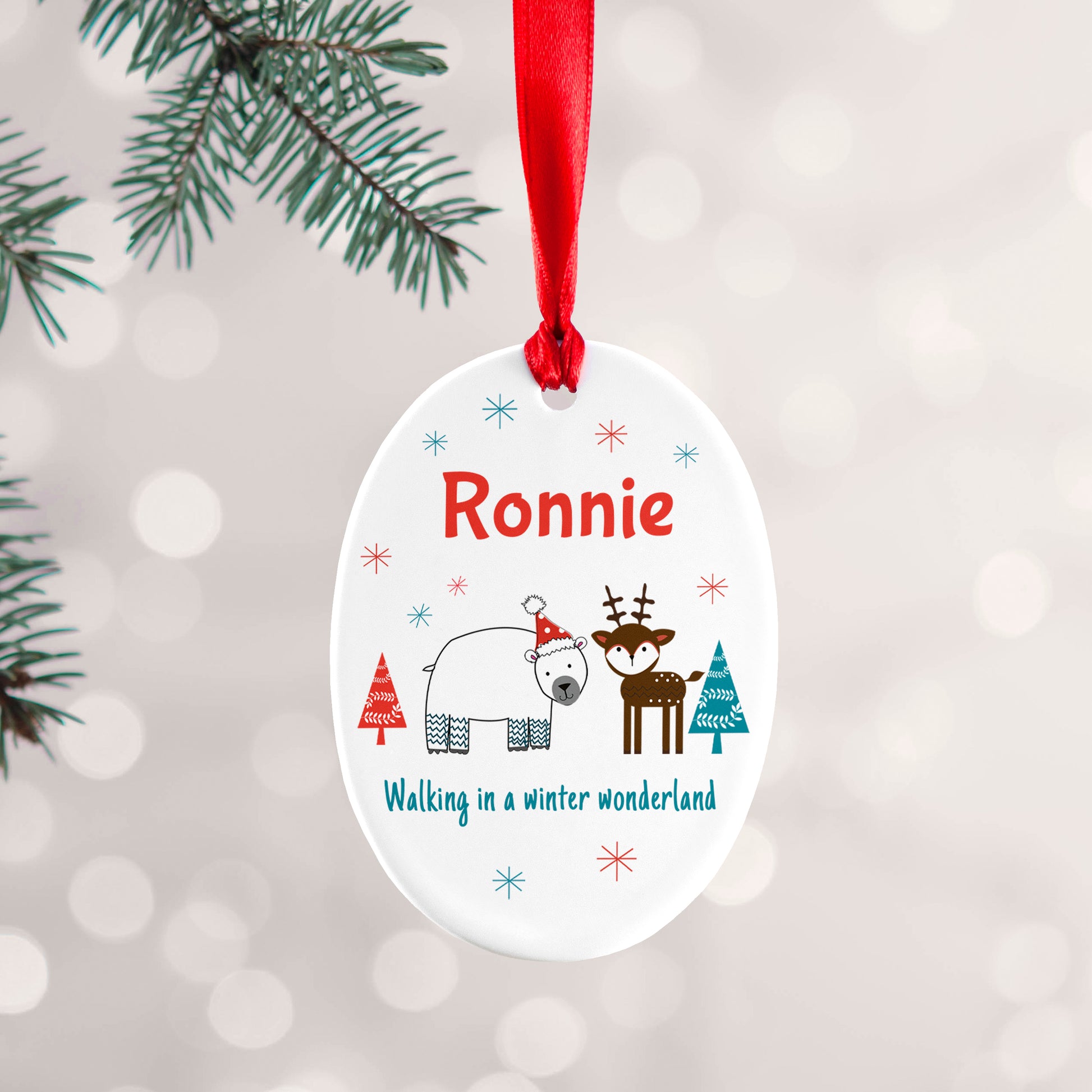 Personalised Winter Scene Ceramic Decoration