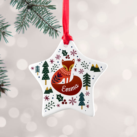 Personalised Scandi Fox Christmas Decoration