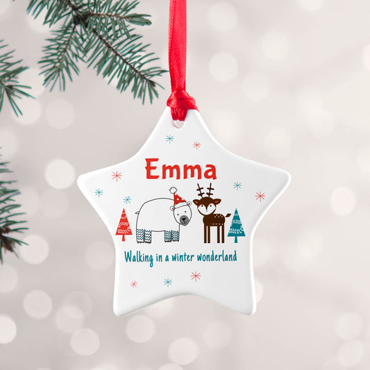 Personalised Winter Scene Ceramic Decoration